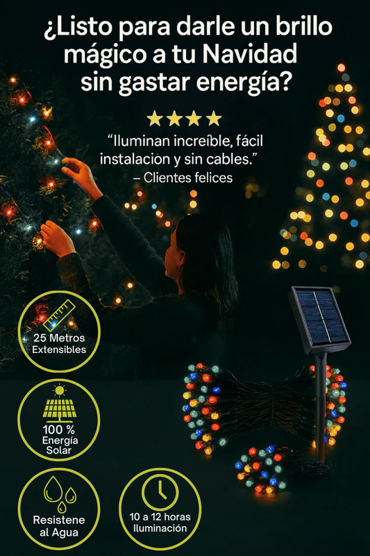 LUCES NAVIDEÑAS , CON PANEL SOLAR 🎅🏽🎄