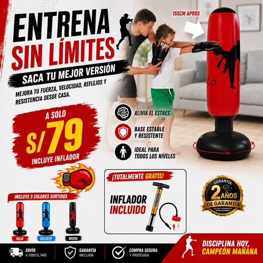 🥊  Kit de Box Inflable para Niños 💨 Inflador Gratis 🎁