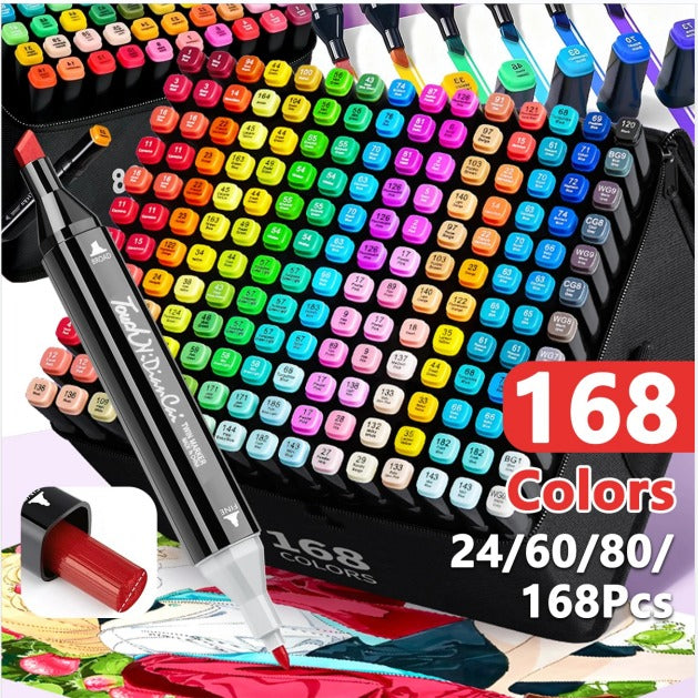 Set de Plumones Importados 168 Piezas – Doble Punta Profesional 🌈